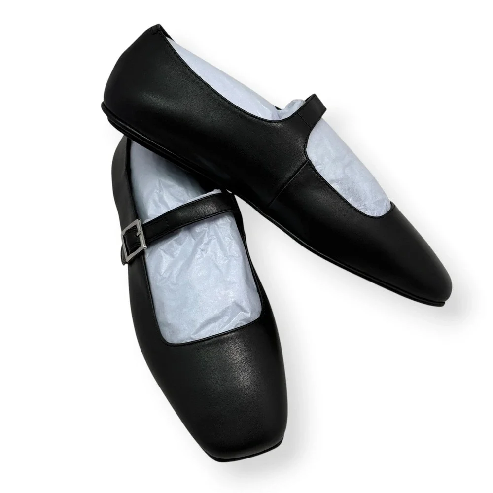 NIB Jeffrey Campbell Mary Jane Flats Anthropologie Black Leather Sz 8 Elise 2